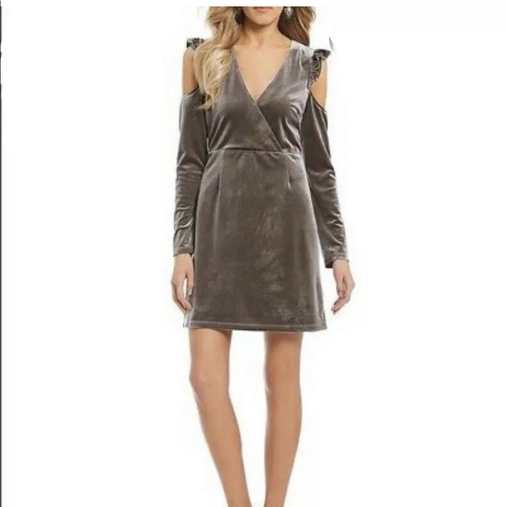 NWT GB Girls Velvet Cold Shoulder V Neck Dress